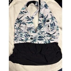 1 Piece Swimsuit Black With Halter Top Women's Large NWOT